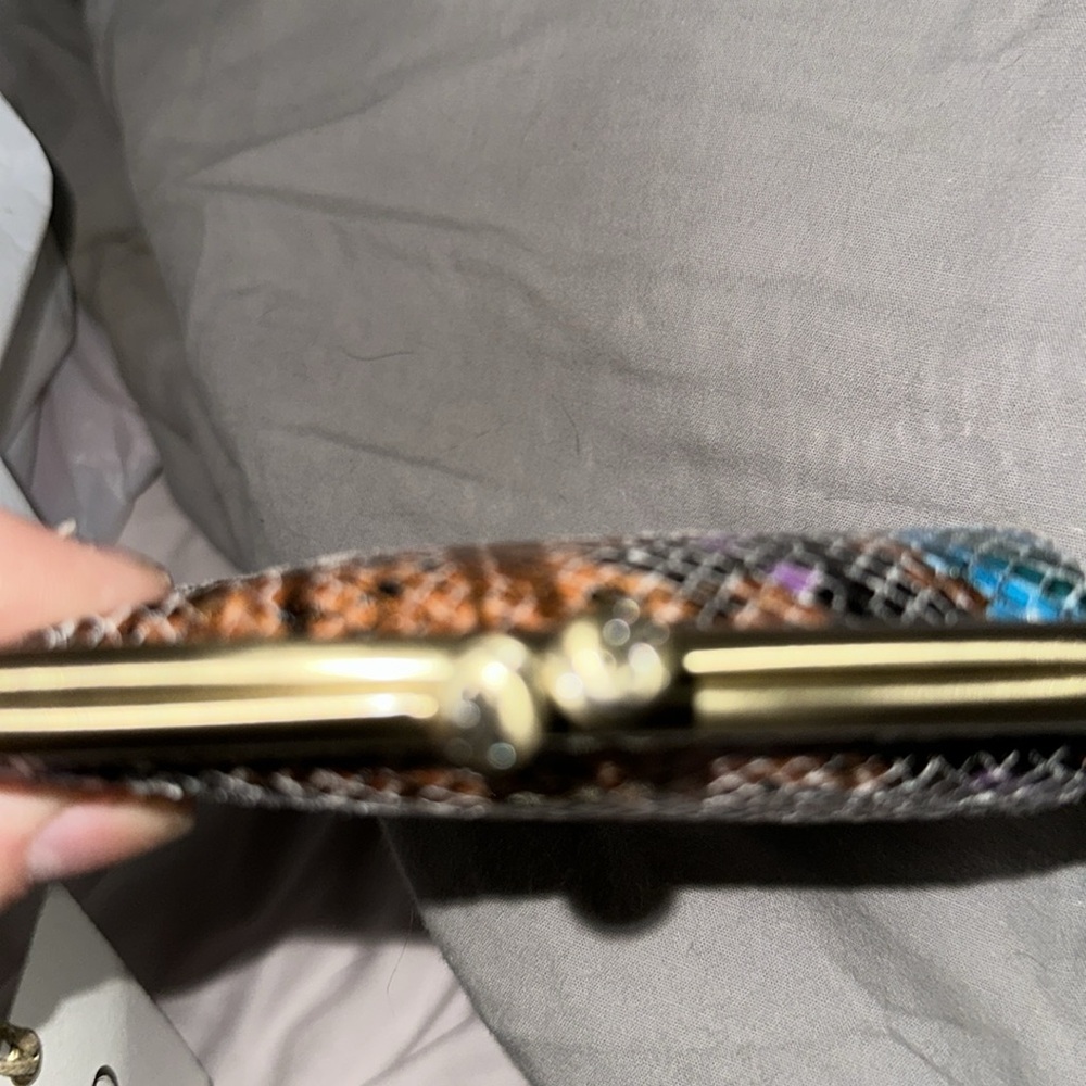 NWT hobo snakeskin colorful kisslock leather coin bag satin interior pretty - Picture 7 of 7